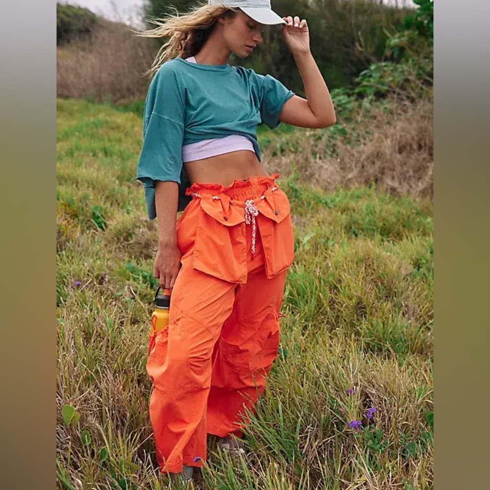 Free People Best Day Ever Cargo Pant size L orange